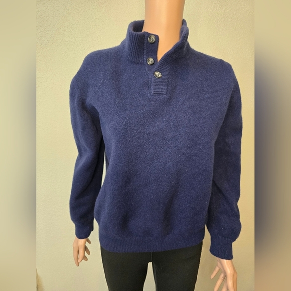 Ledbury Sueter Navy 100% Superfine Wool Made In Italy Size SMALL - Picture 3 of 9